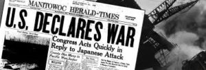 Pearl Harbor US Declares War Newspaper
